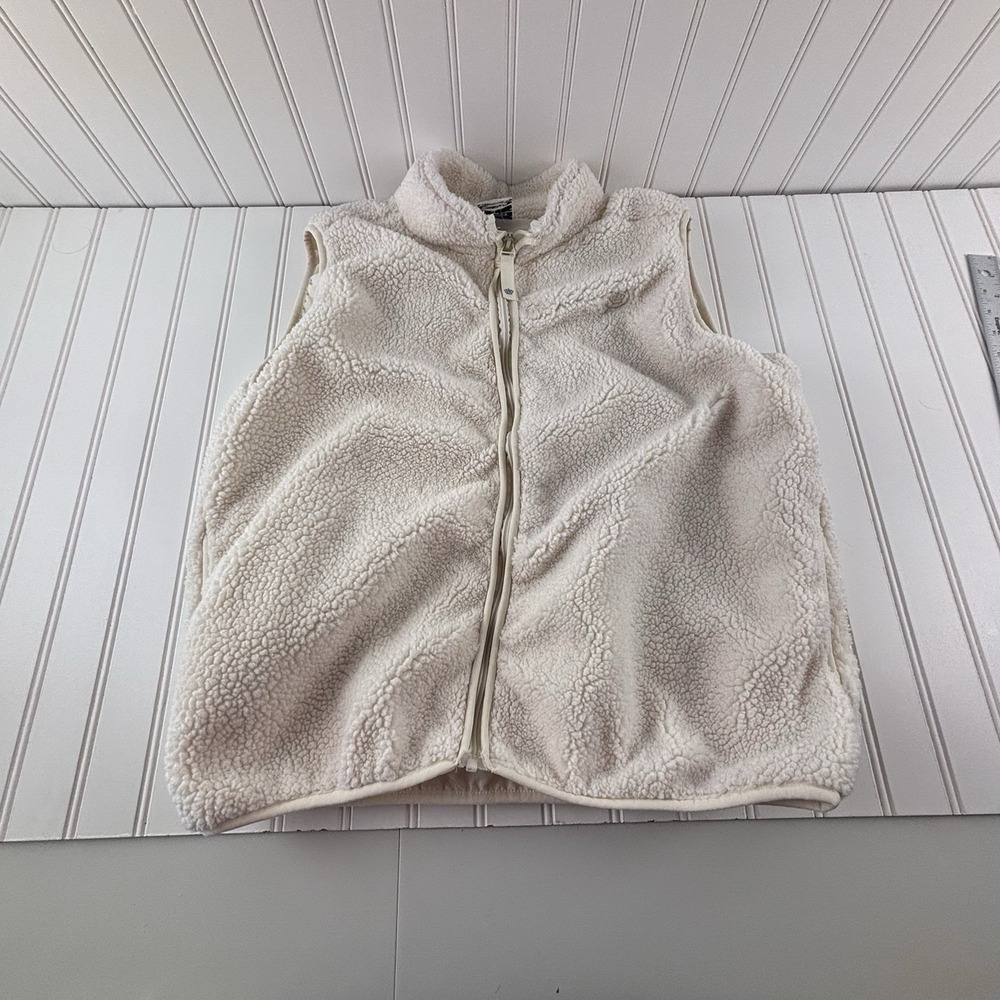 Born Outdoor Fleece‎ Vest Women's Large Sherpa Sleeveless Full Zip Cream Warm